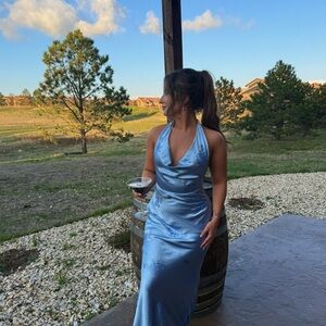 Elegant Backless Blue Dress